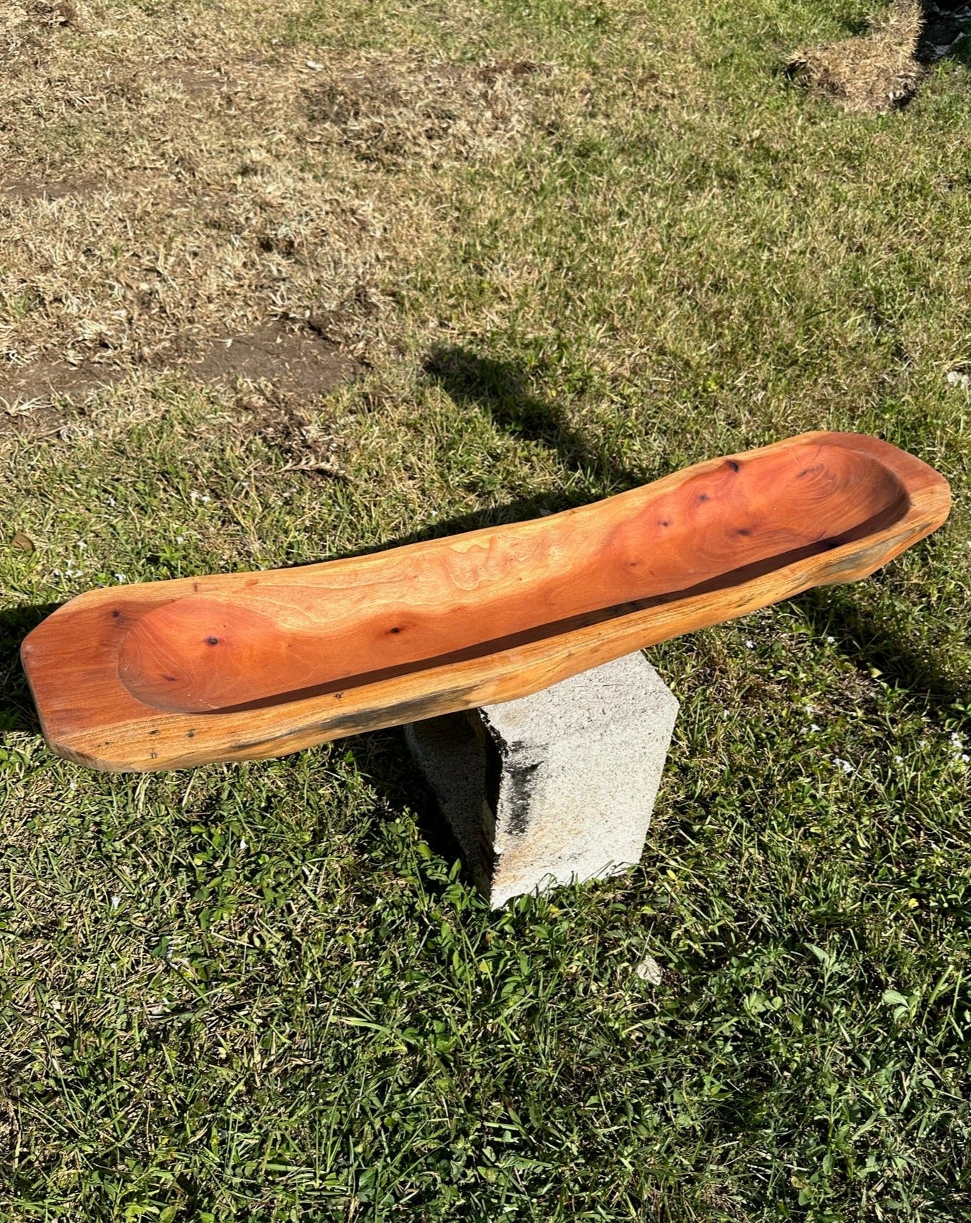 41" MAHOGANY Hand Carved Artisan Bowl - Image 2